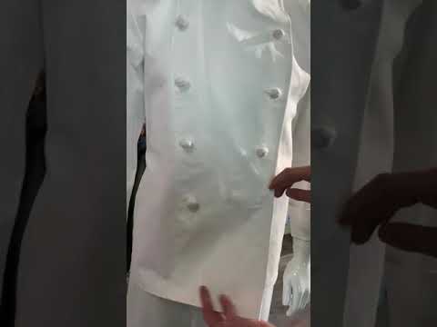 Tela cruzada de la capa de la manga del tres cuartos de 195 G/M 2/1 Anti-mancha Arruga-libre de Uniform del cocinero blanco